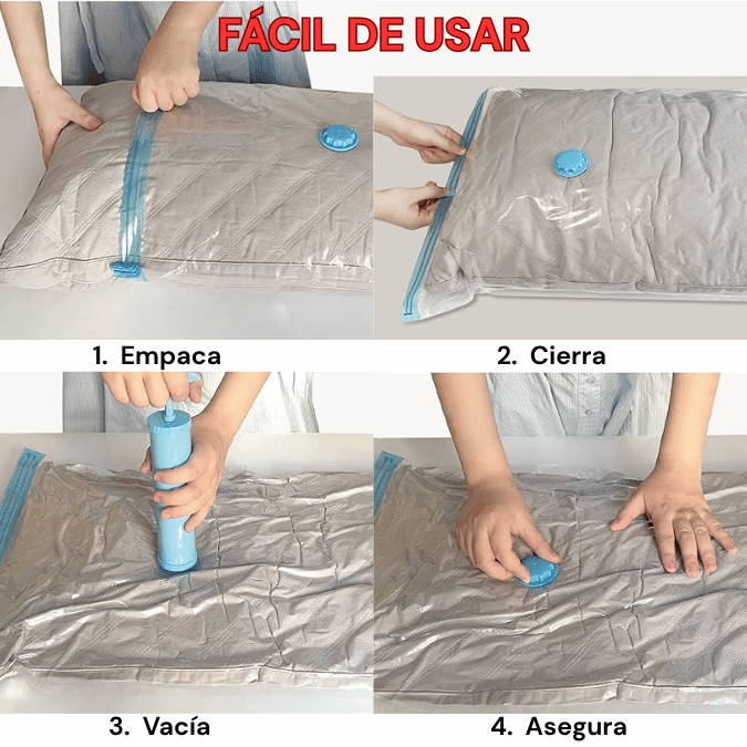 COMBO X 5 BOLSAS AL VACÍO RE-UTILIZABLES + BOMBA DE AIRE