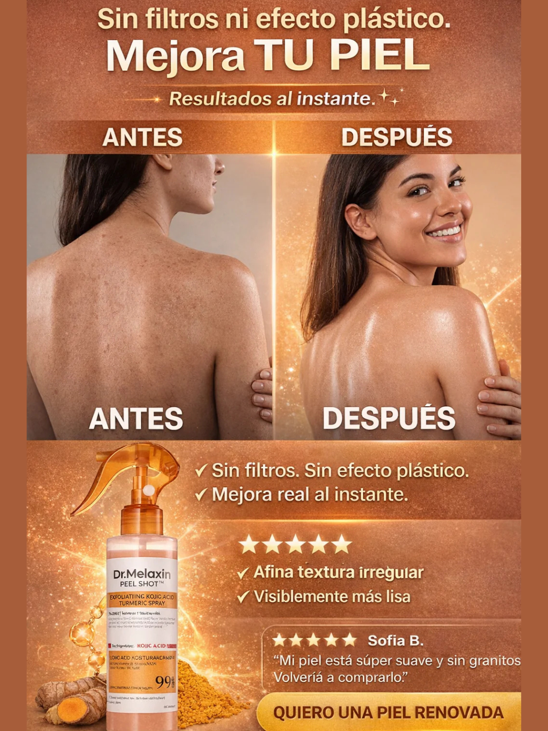 Dr. Melaxin Peel Shot Elimina Piel Muerta y Aclara Zonas Oscuras