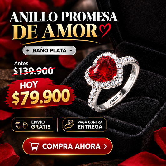 ❤️Set Anillo promesa de amor❤️ Baño Plata
