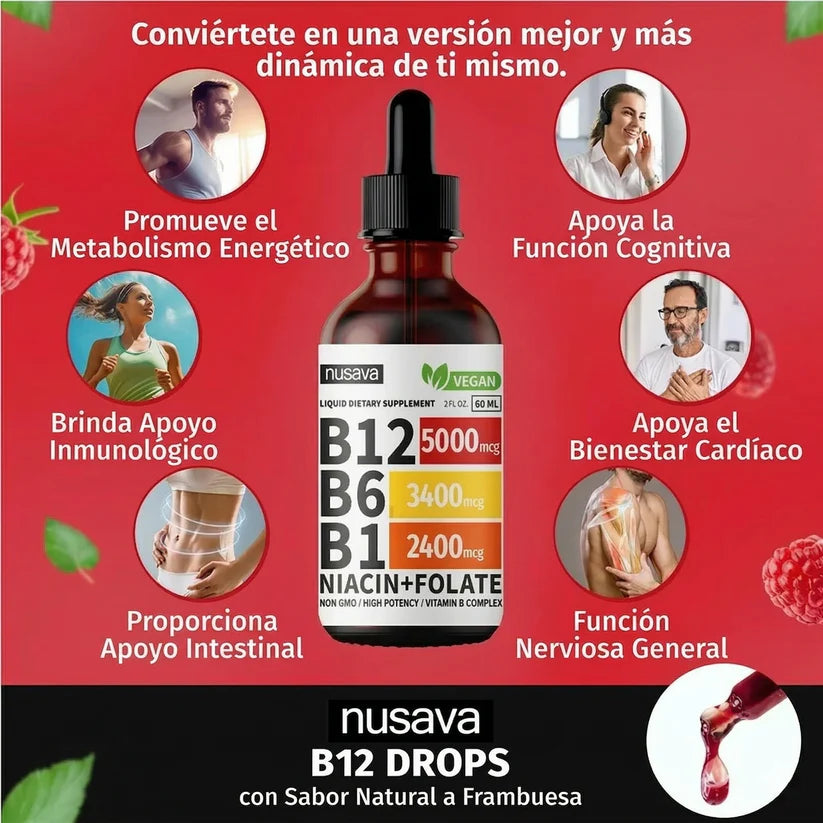 SUPLEMENTO LÍQUIDO DE VITAMINA B12 CON FRAMBUESA