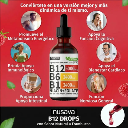 SUPLEMENTO LÍQUIDO DE VITAMINA B12 CON FRAMBUESA